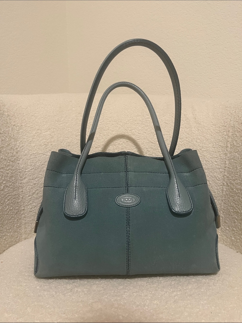 Tod's Teal Suede and Leather Tote